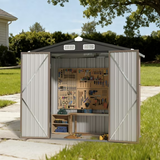 BaPiPro 6' x 4' Outdoor Metal Storage Shed with Lockable Door Deal