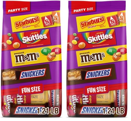 M&M'S Peanut, SNICKERS, STARBURST & SKITTLES Fun Size Assorted Candy Variety Pack, 19.44 oz (Pack of 2) Deal