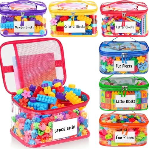 Clear Toy Storage Bags 6-Pack with Labels