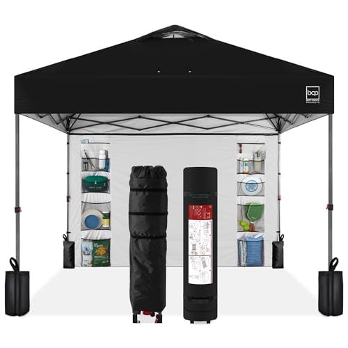 Best Choice Products 10x10ft Pop Up Canopy Tent with Sidewall, Carry Case, 4 Weight Bags, Black
