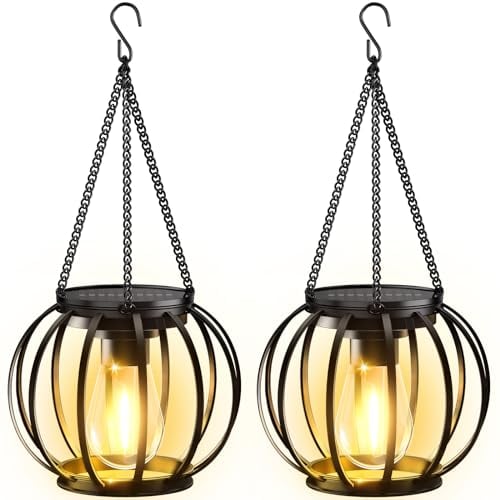 KOOPER Hanging Solar Lanterns Outdoor Waterproof 2-Pack Deal