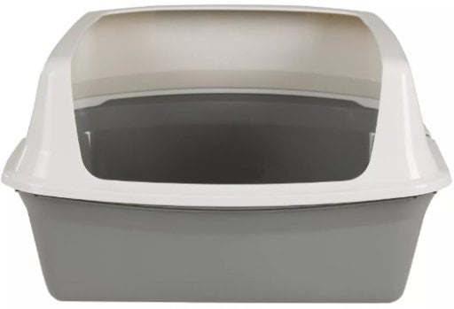 ExquisiCat Plastic Rimmed High-Sided Cat Litter Box, Open Top, Gray/White Deal