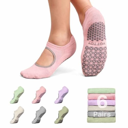 Yottoy 6-Pair 85% Cotton Non-Slip Ballet-Type Pilates Socks Deal