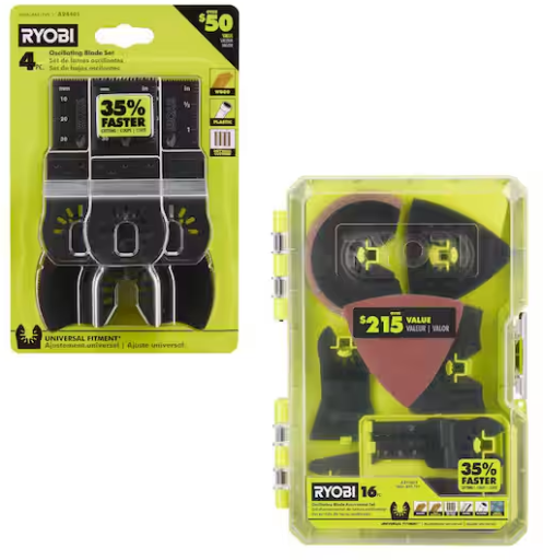 RYOBI 4-Piece Wood Oscillating Multi-Tool Blade Set & 16-Piece Oscillating Multi-Tool Blade Accessory Set