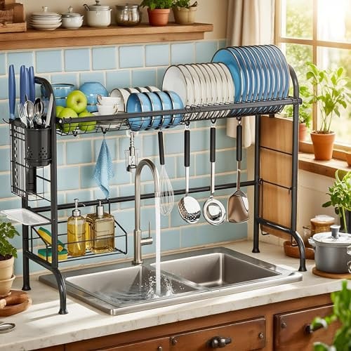 MOUKABAL 33.9" Expandable Length Stainless Steel Over The Sink Dish Drying Rack Deal