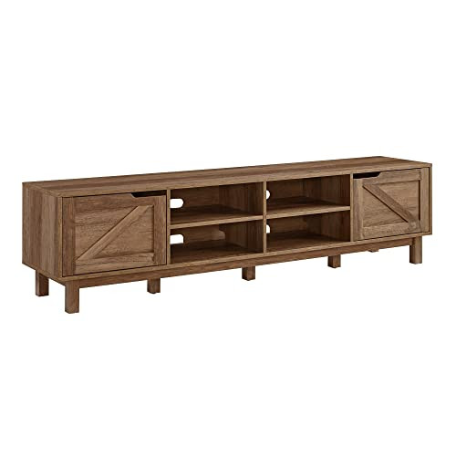 Walker Edison Tinsley Barn-Door Low Stand for 80 Inch TVs, 70 Inch, Rustic Oak