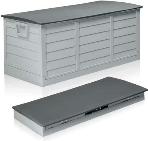 Ktaxon Collapsible 80gal Outdoor Garden Plastic Storage Deck Box