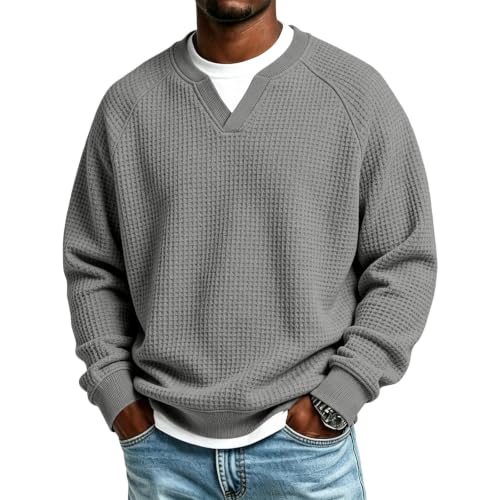 Waffle Knit Long Sleeve Men's Shirt Deal