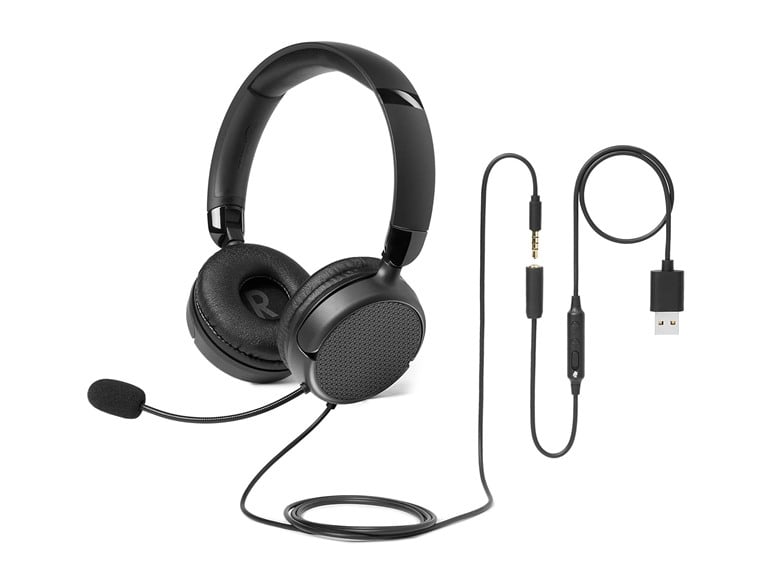 Amazon Basics On-Ear Wired Computer Headset w/ Adjustable Mic