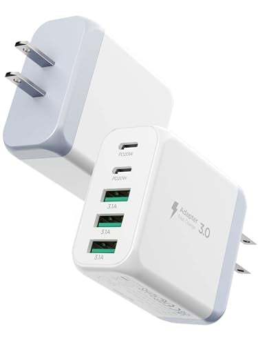 EIZLXQ 50W 5-Port USB-C & USB-A Fast Wall Charger 2-Pack Deal