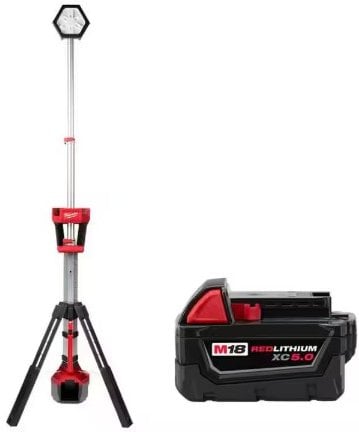 Milwaukee M18 18-Volt Lithium-Ion Cordless Rocket Dual Power Tower Light w/5.0ah Battery Deal
