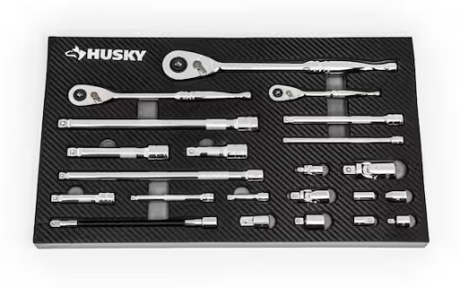 Husky 1/4 in., 3/8 in., and 1/2 in. Drive 144-Position Ratchet and Accessory Set (22-Piece) Deal