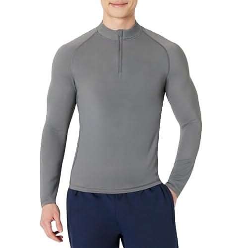 Amazon Essentials Men's Long-Sleeve Quarter Zip Rash Guard Shirt, Slim Fit Deal