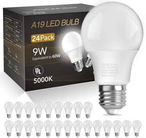 DAYBETTER A19 LED Light Bulbs 24-Pack, 60W Equivalent 5000K Daylight Deal