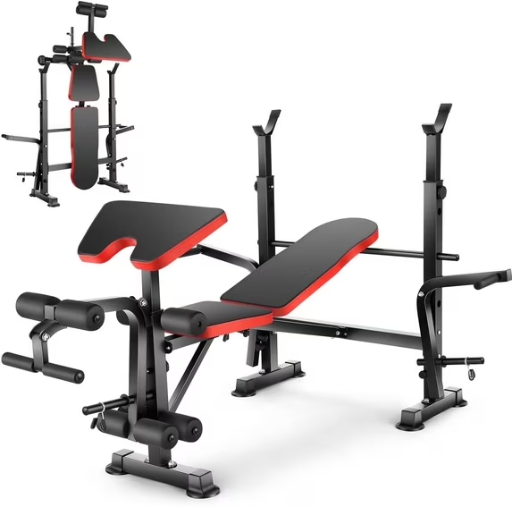 VIBESPARK 6-in-1 660lb Capacity Adjustable Weight Workout Bench Set