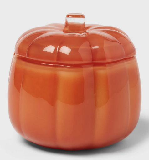Lidded Glass Pumpkin Candle Jar