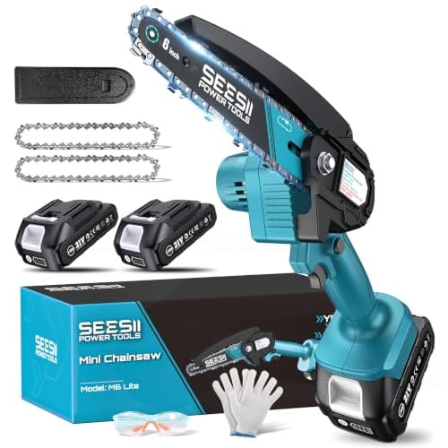 Seesii Cordless Mini Handheld Electric Chainsaw w/ 2 Batteries