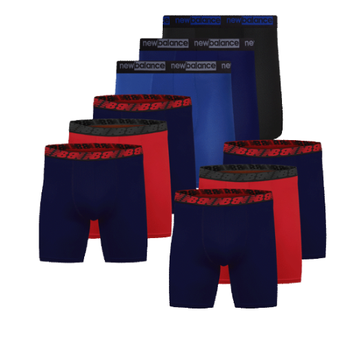 9-Pack: New Balance Men's Performance Boxer Briefs (4XL Red/Blue)