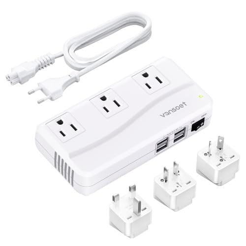 Vansoet 220V to 110V Travel Voltage Converter with 3 AC Sockets and 4 USB-A Ports Deal