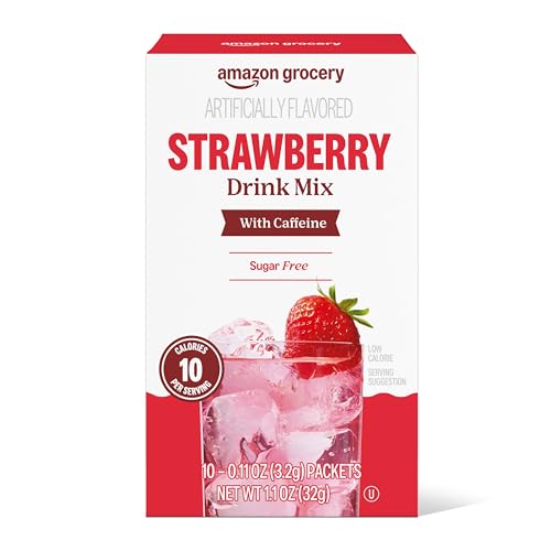 Amazon Brand - Happy Belly Drink Mix Singles, Strawberry with Caffeine, 1.1 ounce (Pack of 1)