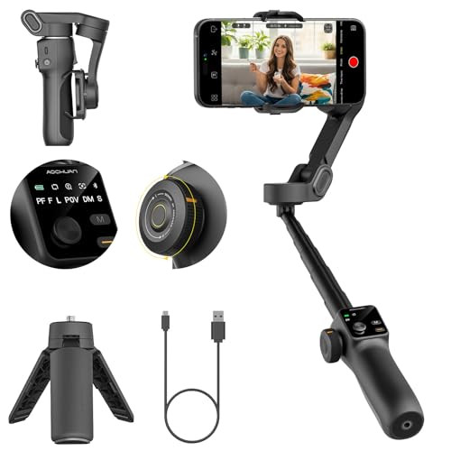 AOCHUAN 3-Axis GImbal Stabilizer for Smartphones w/ 7.8" Extension Rod
