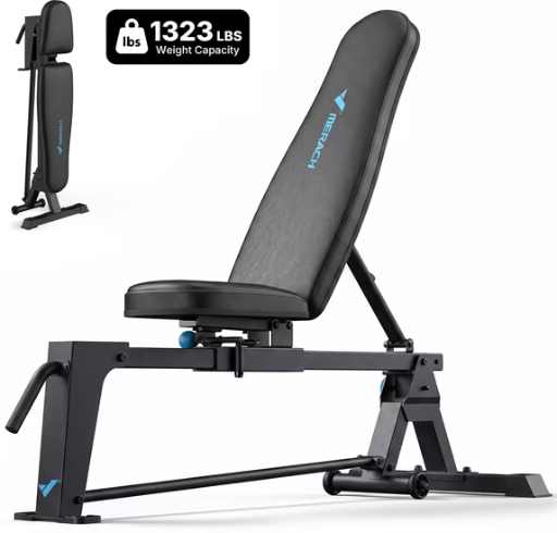 MERACH Foldable Adjustable Weight Bench w/ 5-Position Backrest (1323-lb Capacity) Deal