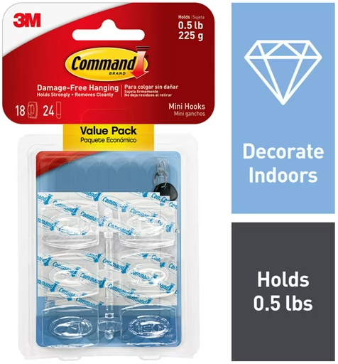 Command Value Pack Damage-Free Hanging Clear Mini Hooks 18-Count Deal