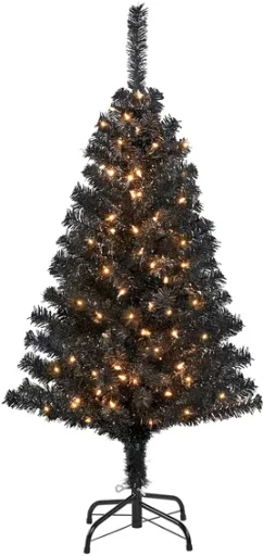 4' Alden Design Black Pre-Lit Artificial Christmas Tree