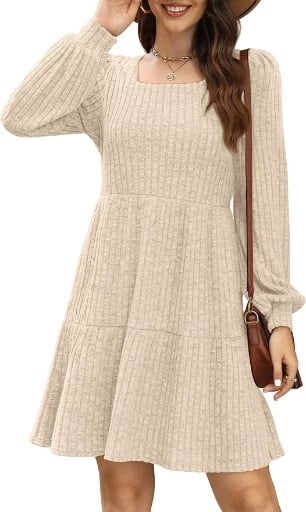 Sampeel Square Neck Long Sleeve Dresses - Many Colors Deal