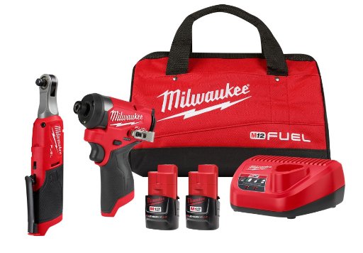 Milwaukee M12 FUEL Cordless 2-Tool Combo Kit: Hex Impact Driver & High-Speed Ratchet