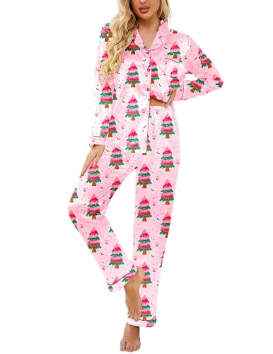 Ekouaer Classic Long Satin Silk Pajama Set
