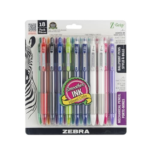 Zebra Pen Z-Grip Retractable Ballpoint Pen & Mechanical Pencil Set 18-Piece