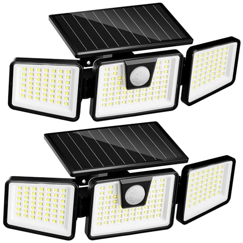 INCX Solar Outdoor Motion Sensor Flood Lights 2-Pack 3000-Lumen
