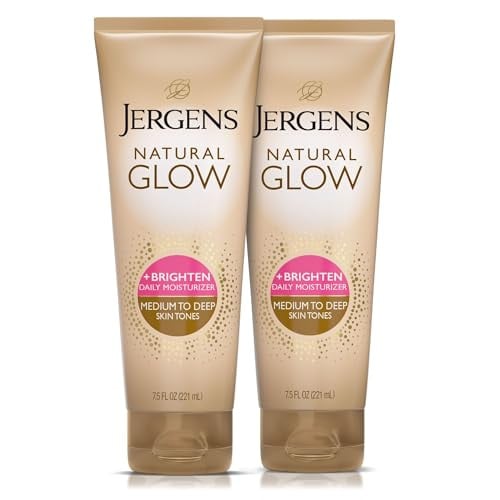 Jergens Natural Glow Self Tanner Body Lotion for Medium to Deep Skin Tones (2-Pack)