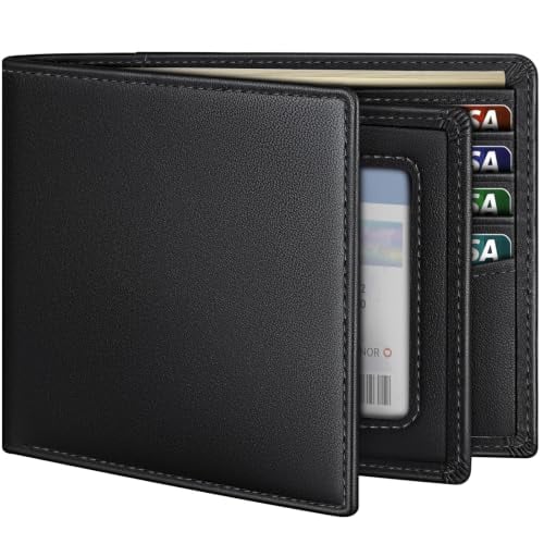 Full Grain Leather RFID Blocking Bifold Wallet with 13 Card Slots