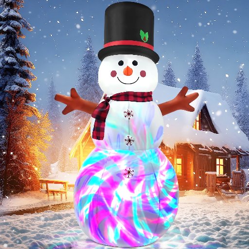 IZNEN 6FT Christmas Inflatable Outdoor Decoration Snowman with Built-in Rotating Disco Light