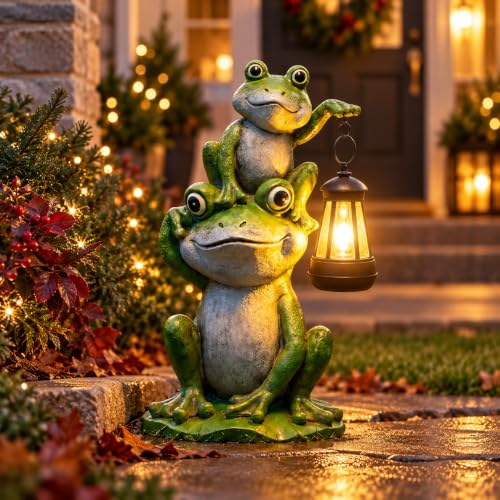 Lyeasw Solar Frog Garden Statue with Lantern, 2-Frog Design Deal