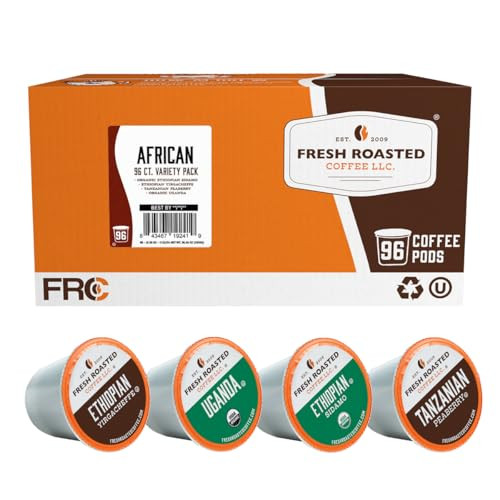 Fresh Roasted Coffee, African Variety Pack, K-Cup Compatible, 96 Pods 