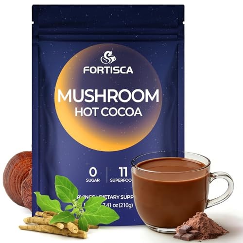 Mushroom Hot Cocoa Powder with Magnesium Glycinate, L-Theanine, Reishi, Tryptophan, Ashwagandha