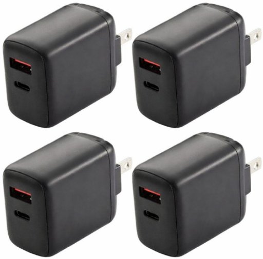 4 Pack of PowerXcel 20 Watt Type-C & USB-A Wall Chargers