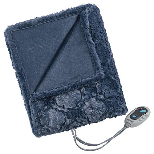 Beautyrest Brushed Long Fur Electric Throw Blanket (50 x 60", Sapphire Blue)
