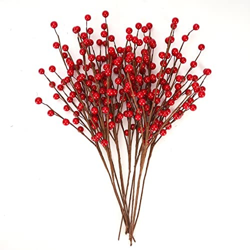 Osfvn 14" Artificial Red Berry Stems 12-Pack