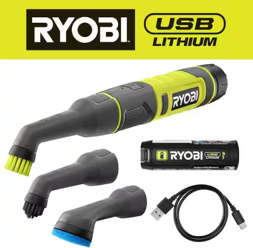 RYOBI USB Lithium Cordless Compact Detail Scrubber Kit w/ 2Ah Battery Deal