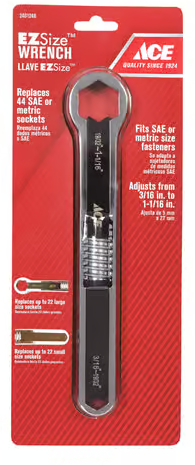 Ace EZSize 3/16 in. Metric and SAE Adjustable Wrench 10 in. L 1 pc Deal