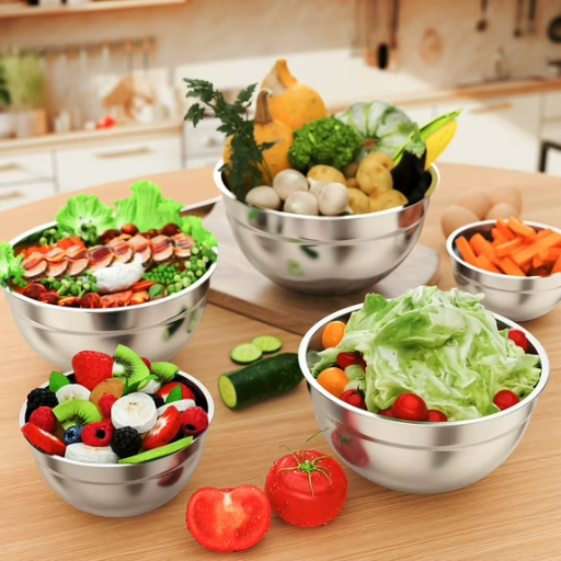 TINANA 5-Piece Stainless Steel Mixing Bowls Set (4.5, 3, 2, 1.5, 0.75 QT) Deal