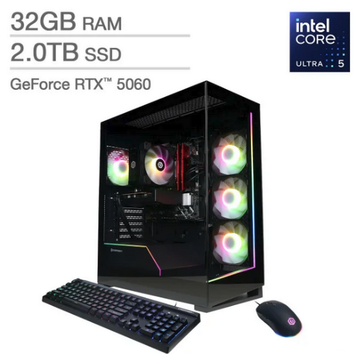 CyberPowerPC Desktop Ultra 5 225F, RTX 5060, 32GB RAM, 2TB SSD