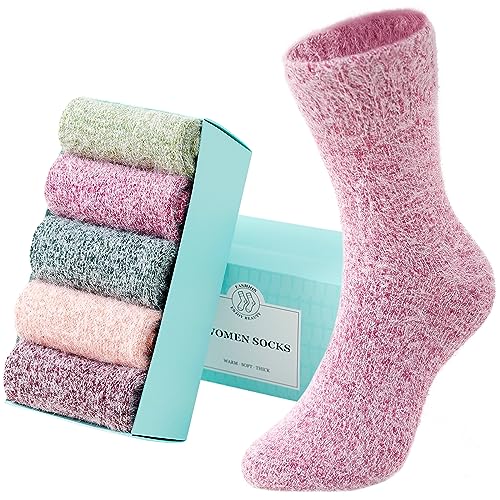 SISOSOCK 5 Pair Fuzzy Fluffy Soft Cozy Warm Comfy Socks