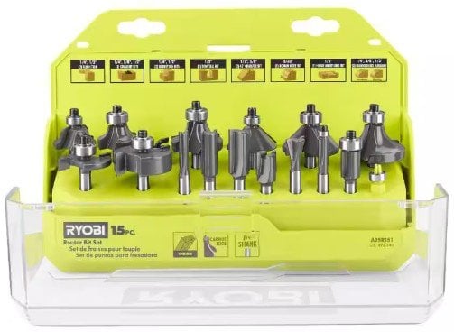 RYOBI Shank Carbide Router Bit Set (15-Piece)