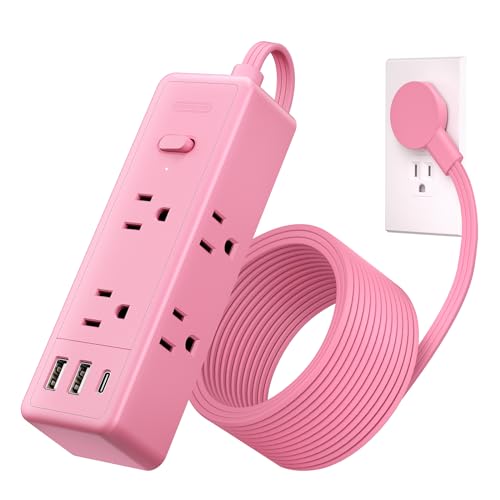 NTONPOWER Pink Extension Cord 10ft 1080 Joules Surge Protector Power Strip