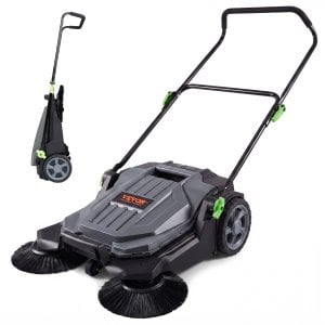 VEVOR Walk-behind Hand Push Floor Sweeper 25.6" Sweeping Width 5-Gallon Waste Container